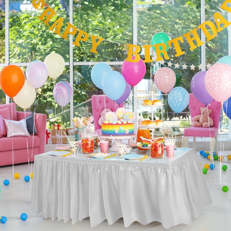 DecorRack Table Skirt, 29 in x 14 ft -BPA Free- Plastic Tableskirt, Disposable, Reusable, Rectangular Tablecloth Skirt, White (1 Pack) - Image 3